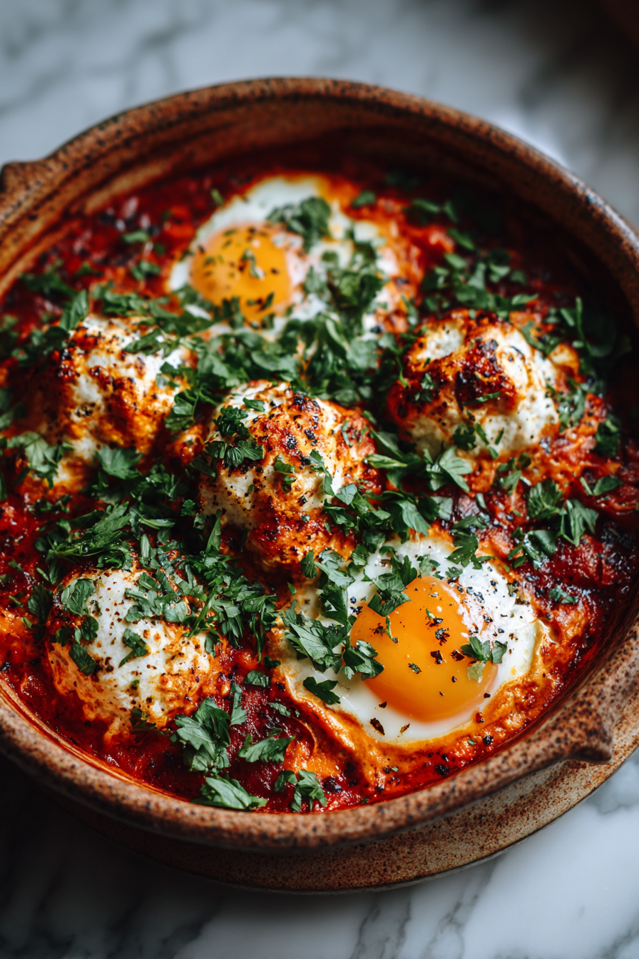 Vegan Shakshuka with Chickpea Dumplings